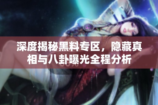 深度揭秘黑料专区，隐藏真相与八卦曝光全程分析