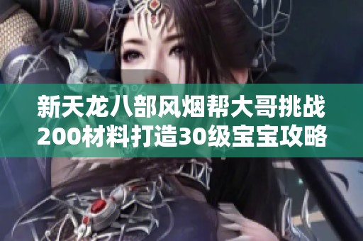 新天龙八部风烟帮大哥挑战200材料打造30级宝宝攻略