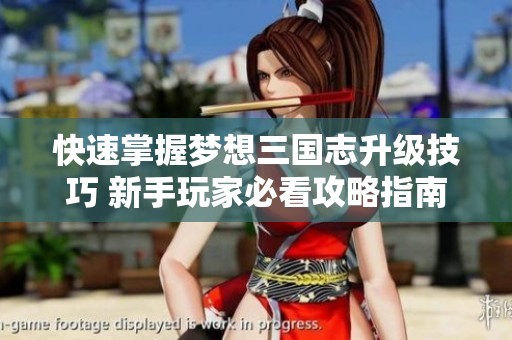 快速掌握梦想三国志升级技巧 新手玩家必看攻略指南