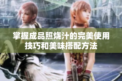 掌握成品照烧汁的完美使用技巧和美味搭配方法