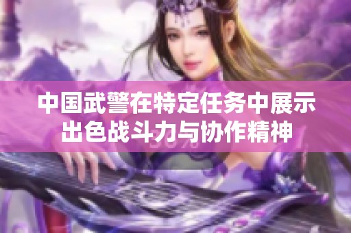 中国武警在特定任务中展示出色战斗力与协作精神