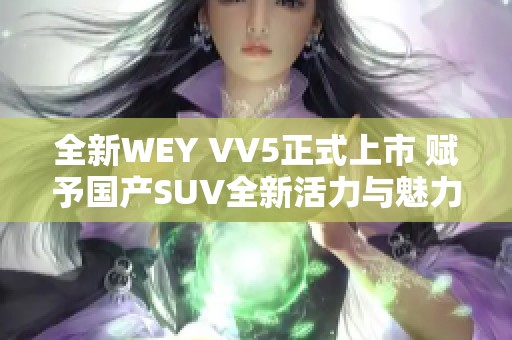 全新WEY VV5正式上市 赋予国产SUV全新活力与魅力