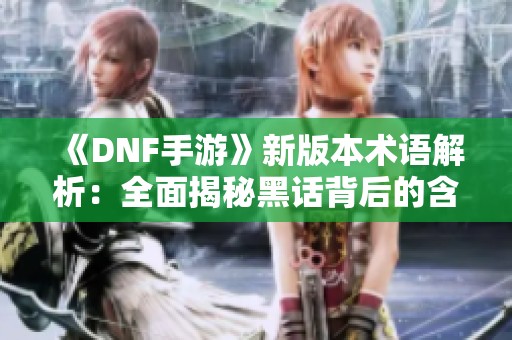 《DNF手游》新版本术语解析：全面揭秘黑话背后的含义