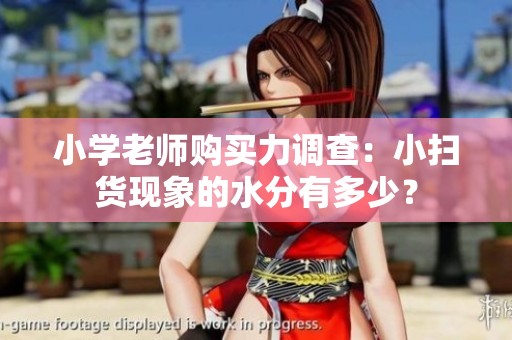小学老师购买力调查：小扫货现象的水分有多少？