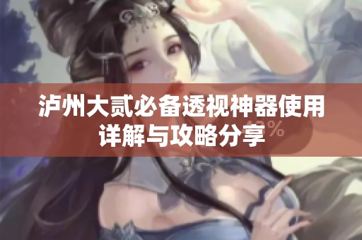 泸州大贰必备透视神器使用详解与攻略分享