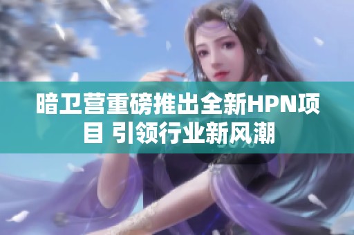 暗卫营重磅推出全新HPN项目 引领行业新风潮