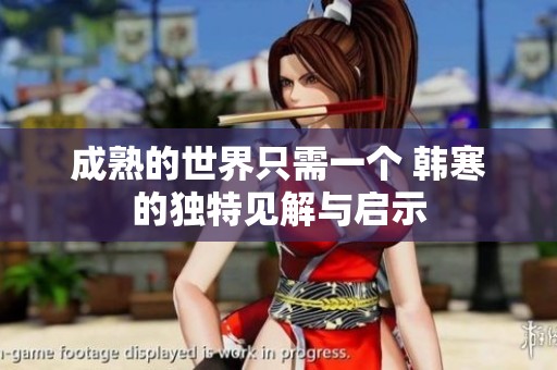 成熟的世界只需一个 韩寒的独特见解与启示